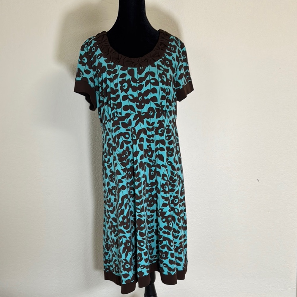 Teal Blue and Brown Animal Print Dress